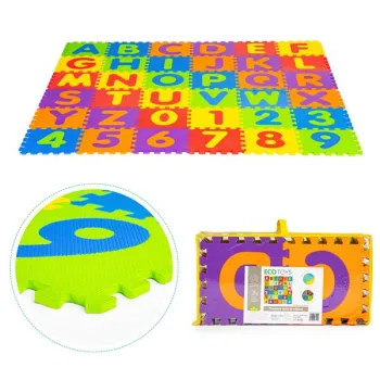 Duża mata piankowa EVA dla dzieci litery cyfry 178x178 cm 36 elementów ECOTOYS