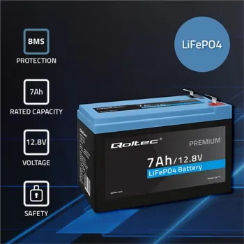 Qoltec Akumulator LiFePO4 Litowo-Żelazowo-Fosforanowy | 12.8V | 7Ah | 89.6Wh | BMS-1265751