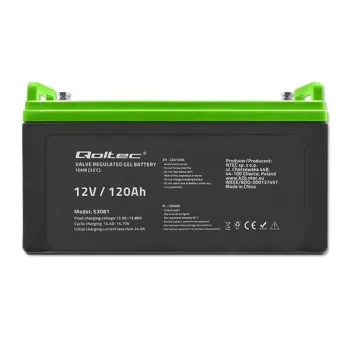 Qoltec Akumulator żelowy GEL | 12V | 120Ah | 34.8kg | Bezobsługowy | Professional | LongLife | PV, UPS, kamper, łód?