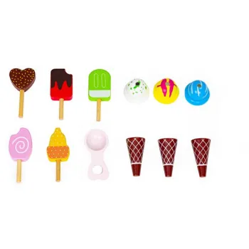 Drewniany wózek lodziarnia dla dzieci sklep 12 elementów ECOTOYS-1268773