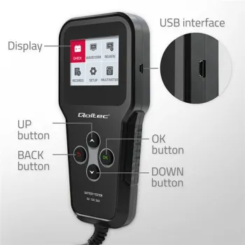 Qoltec Cyfrowy tester akumulatora 3w1 z LCD | Polskie Menu | 6V | 12V | 24V | 10Ah-200Ah-1265975