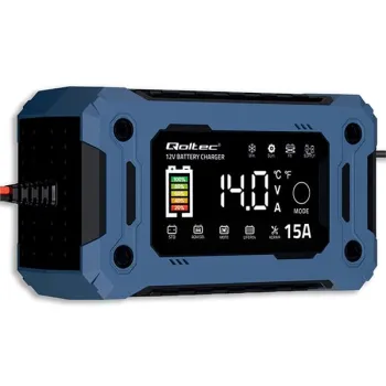 Qoltec Inteligentna mikroprocesorowa ładowarka 12V 15A | Prostownik z funkcją naprawy i podtrzymania zasilania podczas