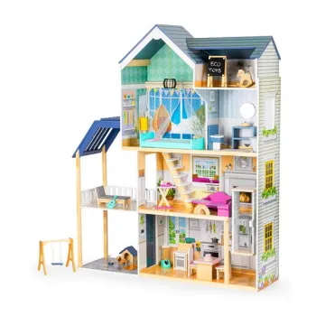 Domek dla lalek duży drewniany 138 cm Rezydencja Maya 28 elementow ECOTOYS-1268655