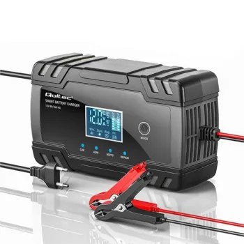 Qoltec Inteligentna mikroprocesorowa ładowarka 12V 8A | 24V 4A| Prostownik z funkcją naprawy do akumulatora AGM GEL | 