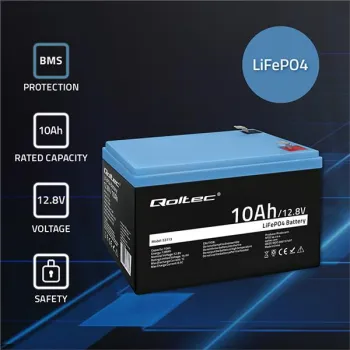 Qoltec Akumulator LiFePO4 Litowo-Żelazowo-Fosforanowy | 12.8V | 10Ah | 128Wh | BMS -1266449