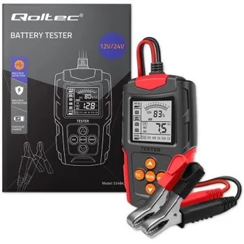 Qoltec Cyfrowy tester akumulatora z wyświetlaczem LCD | 12V | 24V | 3Ah-200Ah-1265305