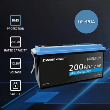 Qoltec Akumulator LiFePO4 Litowo-Żelazowo-Fosforanowy | 12.8V | 200Ah | 2560Wh | BMS-1264860