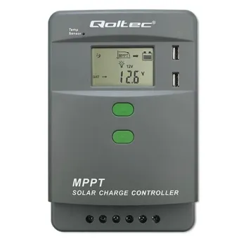 Qoltec Solarny regulator ładowania MPPT z czujnikiem temperatury 40A |12V / 24V | LCD | 2 x USB | Bluetooth | APP | GEL