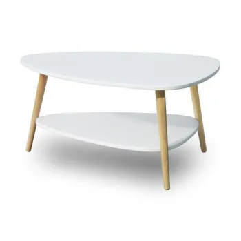 Nowoczesny stolik kawowy półka drewniane nogi biały ModernHome-1267778