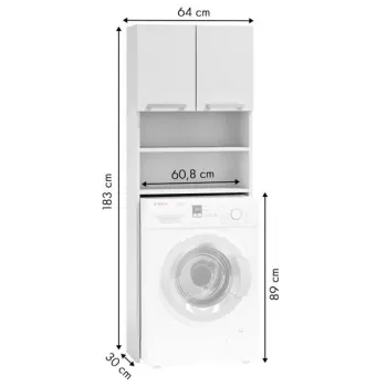 Szafka na pralkę łazienkowa biała szafka z półkami 183 cm ModernHome-1267745