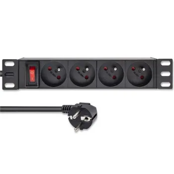 Qoltec Aluminiowa Listwa zasilająca  PDU do RACK 10'' | 1U | 16A |  4xFRENCH | 1.8m-1265563