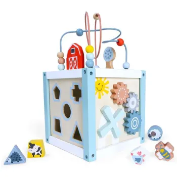 Drewniana kostka edukacyjna sorter +klocki ECOTOYS-1268778