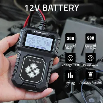 Qoltec Cyfrowy tester akumulatora z LCD | Polskie Menu | 12V | AGM | GEL | STD | 30-220AH-1266260