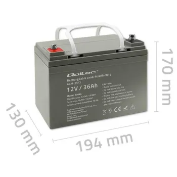 Qoltec  Akumulator AGM | 12V | 36Ah | Bezobsługowy | Wydajny | LongLife | do UPS, skutera-1265242