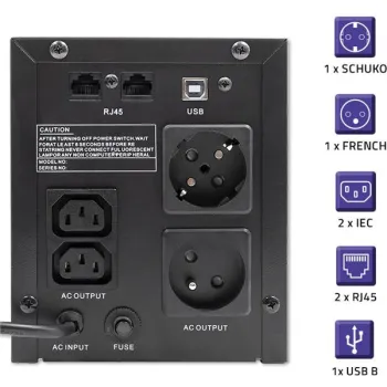Qoltec Zasilacz awaryjny UPS Line Interactive | Monolith | 2000VA | 1200W | USB | RJ45-1264788