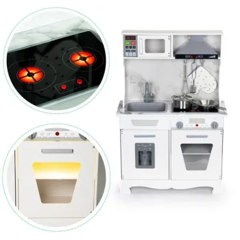Drewniana kuchnia dla dzieci dźwięki led + akcesoria ECOTOYS-1268693