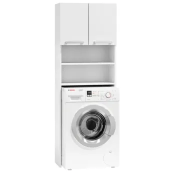 Szafka na pralkę łazienkowa biała szafka z półkami 183 cm ModernHome-1267743