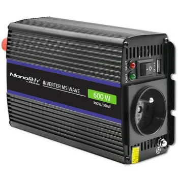 Qoltec Przetwornica napięcia Monolith 600 MS Wave | 12V na 230V | 300/600W | USB-1264942