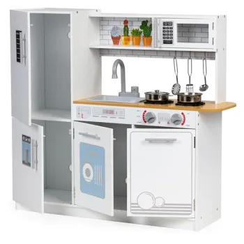 Drewniana kuchnia dla dzieci światło led + garnki ECOTOYS-1268824