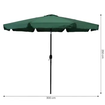 Parasol ogrodowy duży 3 m skośny łamany z korbą zielony MultiGarden-1269948