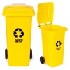 Kosz na smieci pojemnik 120L kubeł śmietnik żółty plastik gumowe koła