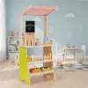 Duży drewniany stragan dla dzieci sklep z terminalem i wagą owoce warzywa 20 elementów ECOTOYS-1276112