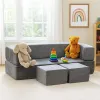 Sofa modułowa składana dla dzieci DIY 4 miękkie poduchy - szara ECOTOYS-1276159