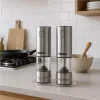 Elektryczny młynek do soli i pieprzu akumulatorowy USB zestaw 2 sztuki regulacja mielenia podświetlenie-1276378