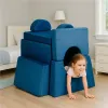 Sofa składana modułowa dla dzieci duża 2-osobowa DIY 10 miękkich poduch - niebieska ECOTOYS-1276140