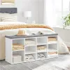 Szafka na buty z szarą poduszką 10 półek biała ModernHome-1273106