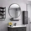 Okrągłe lustro ścienne 80 cm wiszące nowoczesne czarna rama aluminium ModernHome-1272671