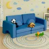 Sofa składana modułowa dla dzieci duża 2-osobowa DIY 10 miękkich poduch - niebieska ECOTOYS-1276139