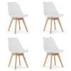 Zestaw komplet krzeseł MARK białe drewniane nogi 4szt