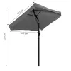 Prostokątny duży parasol ogrodowy skośny łamany z korbą szary 200x140 cm MultiGarden-1271552