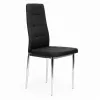 Zestaw 4 krzeseł do salonu jadalni proste pikowane krzesło chromowane nogi czarne-1273183