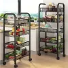 Regał organizer pomocnik do kuchni łazienki metalowy 4 półki kółka czarny ModernHome-1273086