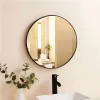Okrągłe lustro ścienne 80 cm wiszące nowoczesne czarna rama aluminium ModernHome-1272672
