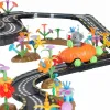 Klocki magnetyczne tor wyścigowy samochodowy 2 pojazdy świecące 310 elementów-1279996