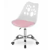 Krzesło PRINT biało-różowe ekoskóra obrotowe chromowana podstawa-1271963