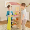 Duży drewniany stragan dla dzieci sklep z terminalem i wagą owoce warzywa 20 elementów ECOTOYS-1276111