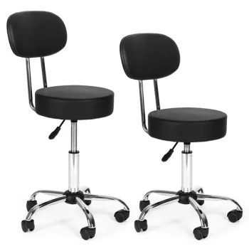 Stołek obrotowy z oparciem taboret kosmetyczny medyczny fotel regulowany czarny ModernHome-1275671