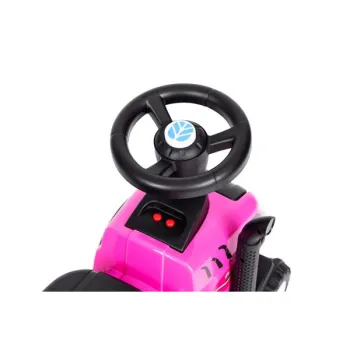 Jeździk traktor New Holland z przyczepką interaktywna kierownica dźwięki dla dzieci różowy-1272280