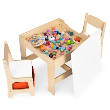 Zestaw mebli dla dzieci stolik + 2 krzesła tablica kredowa ECOTOYS-1274711
