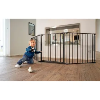 Bramka kojec barierka ochronna dla dzieci i zwierząt 5 paneli 60 cm metal czarny ECOTOYS-1273800