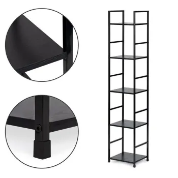 Regał drewniany nowoczesny metalowa rama LOFT 5 półek czarny ModernHome-1270159