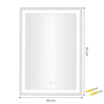 Lustro łazienkowe LED ścienne 50x70 cm 3 barwy włącznik dotykowy ModernHome-1276778