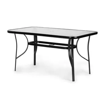 Stół ogrodowy 160x90 cm szkło hartowane duży blat na taras ogród otwór na parasol MultiGarden-1274235