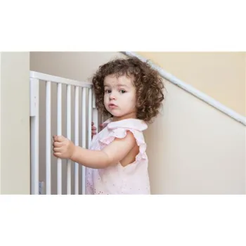 Bramka barierka zabezpieczająca 74-105 cm na schody i drzwi stal dodatkowe panele biała ECOTOYS-1273778