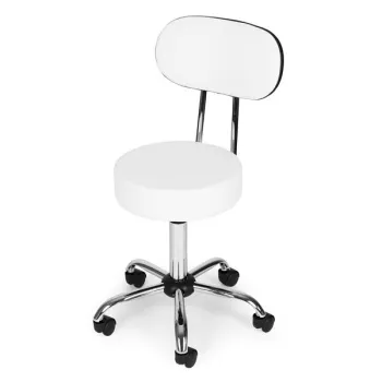 Stołek obrotowy z oparciem taboret kosmetyczny medyczny fotel regulowany biały ModernHome-1275633