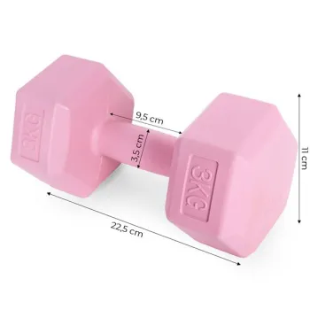 Hantle sześciokątne zestaw 2x3 kg ciężarki do ćwiczeń obciążniki fitness różowe ModernHome-1274170